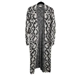 Ruby Moon Open Front Long Sleeve Sweater Size L Black white